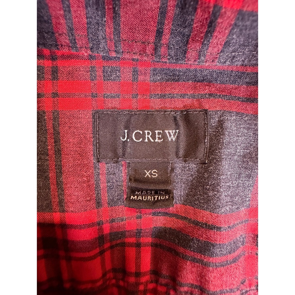 J.Crew Red Black Plaid Flannel Button Down Shirt Size XS